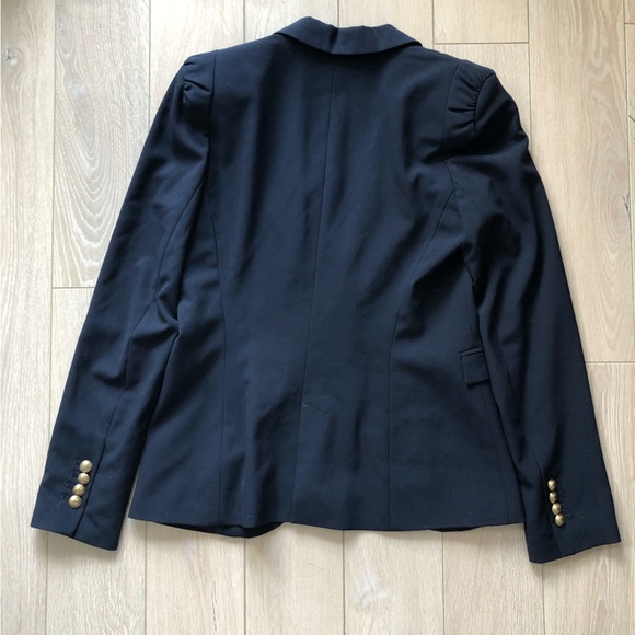 Zara Basic Navy Blue Gathered Shoulder Blazer - Picture 6 of 13